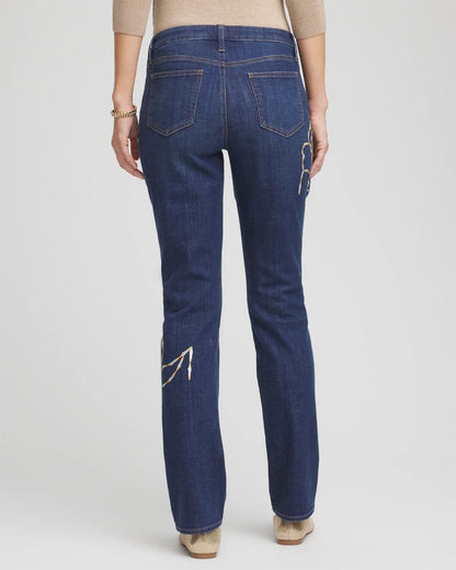 Sequins Rose Girlfriend Slim-Leg Jeans - Chico's