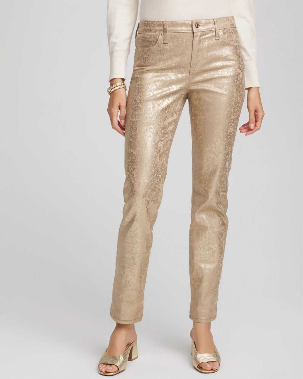 Girlfriend Slim Ankle Foiled Lace Jeans - Chico's