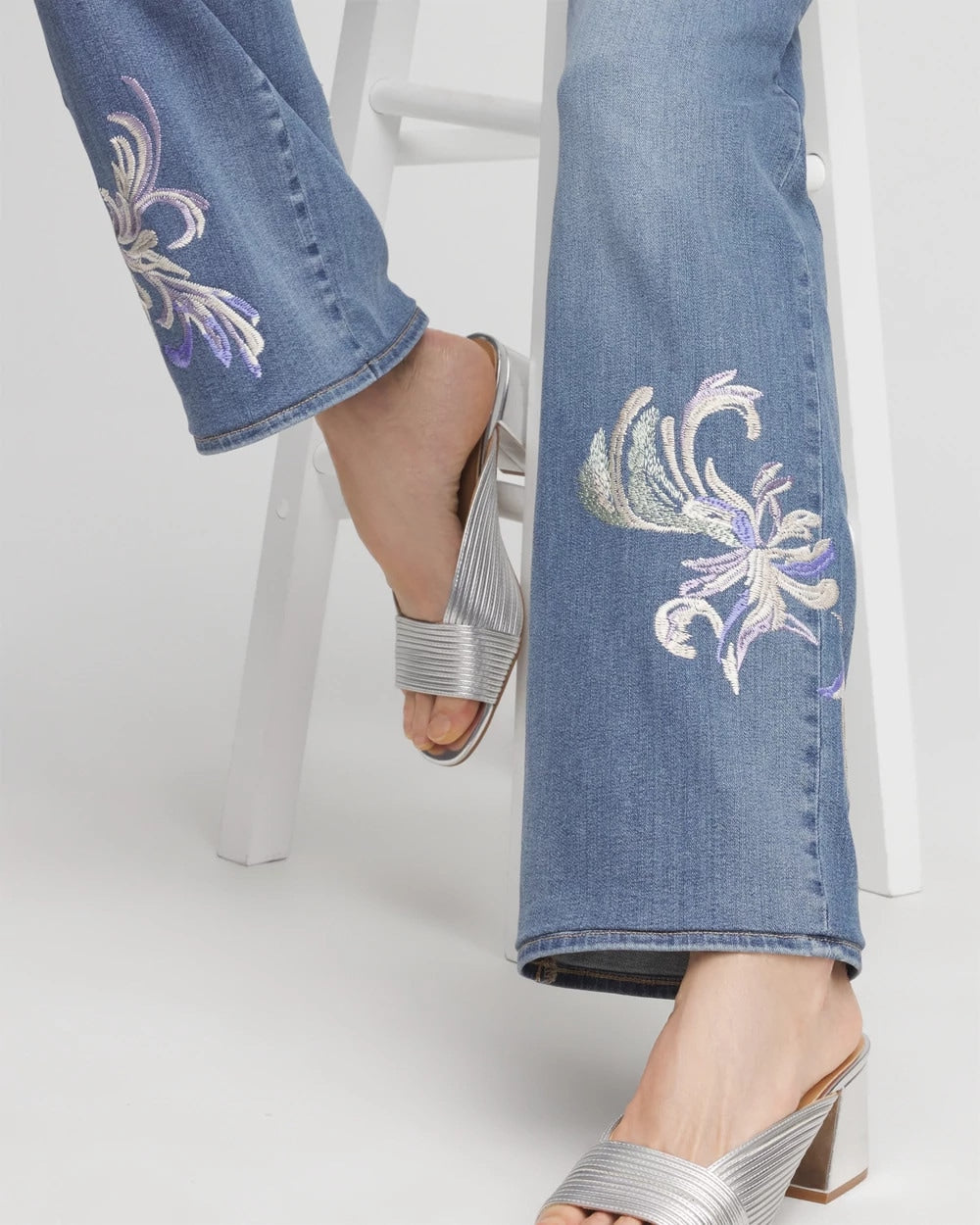 Embroidered Pull-On Wide-Leg Jeans - Chico's