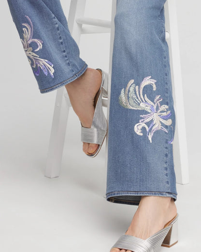 Embroidered Pull-On Wide-Leg Jeans - Chico's