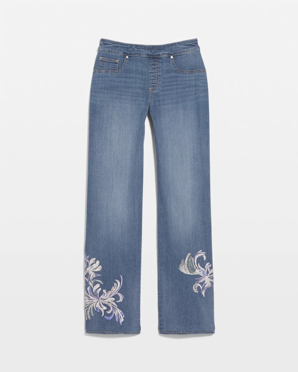 Embroidered Pull-On Wide-Leg Jeans - Chico's