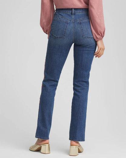 Lace Embroidered Pull-On Straight Jeans - Chico's