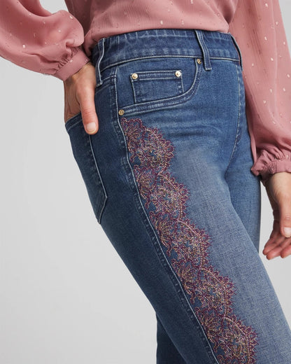 Lace Embroidered Pull-On Straight Jeans - Chico's