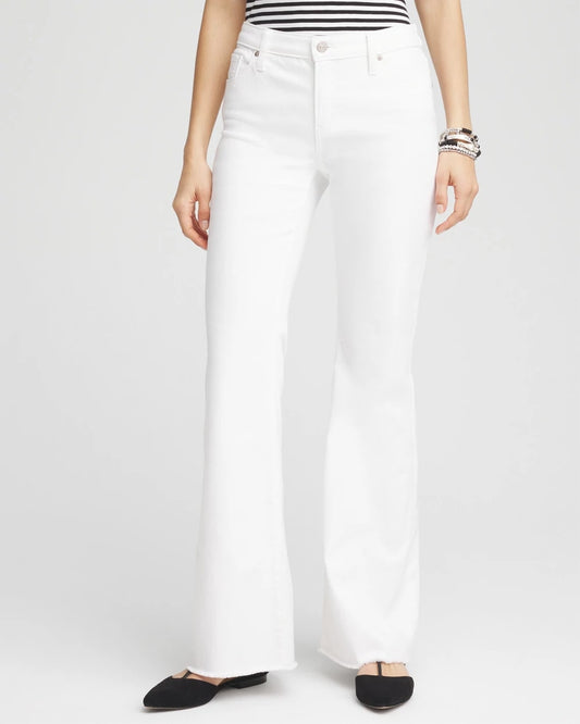 Girlfriend No Stain Frayed Flared Jeans - Chico's