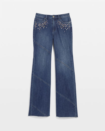 Embellished Frayed Flared-Leg Jeans - Chico's