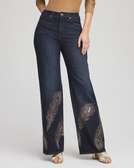 Embellished High-Rise Wide-Leg Jeans - Chico's