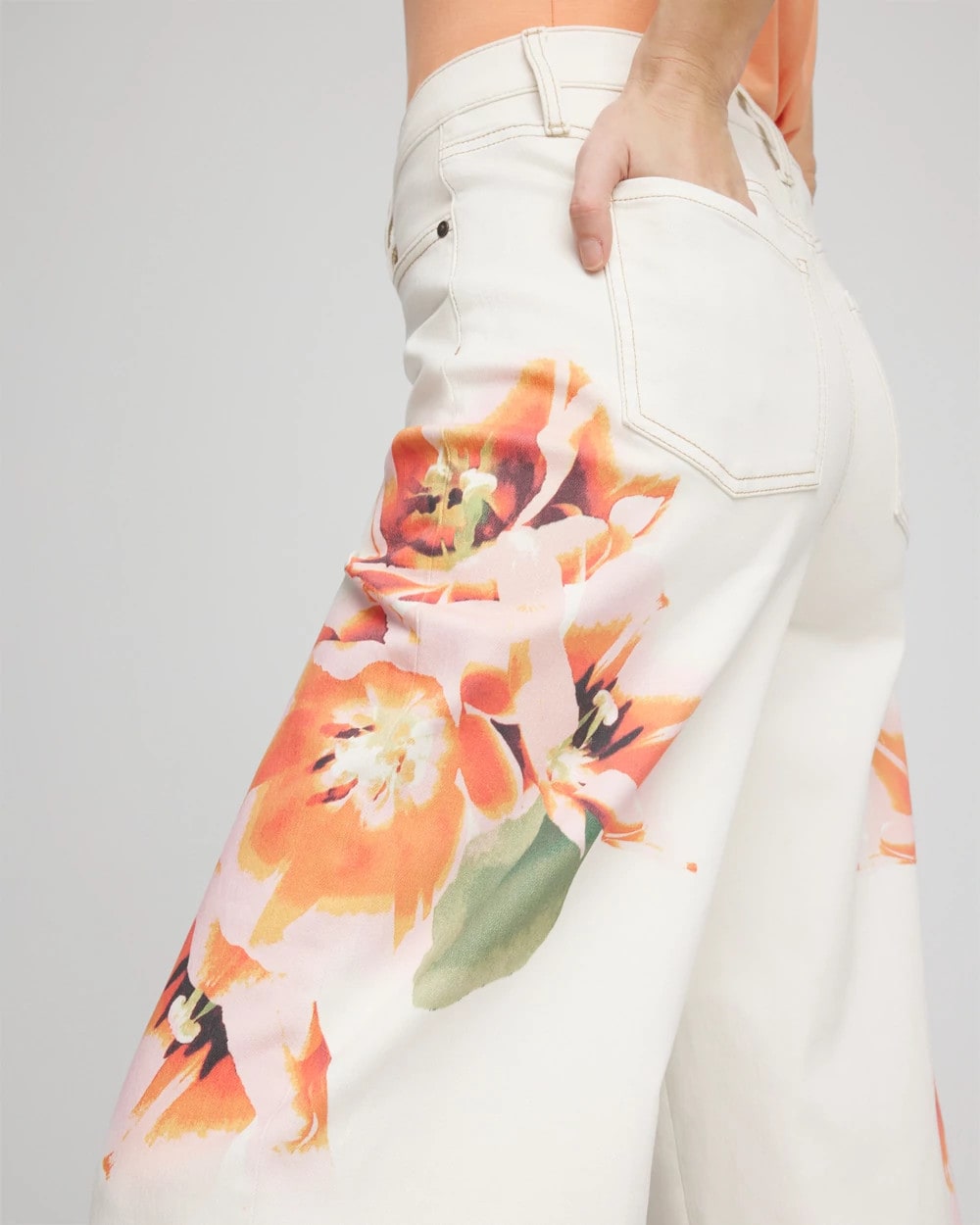 Floral High-Rise Wide-Leg Cropped Jeans - Chico's