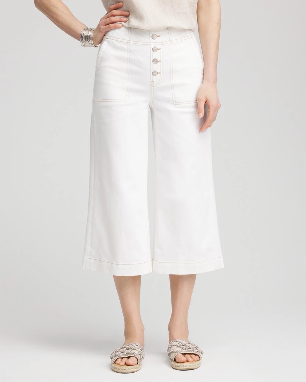 No Stain Pull-On Wide Capri Jeans - Chico's