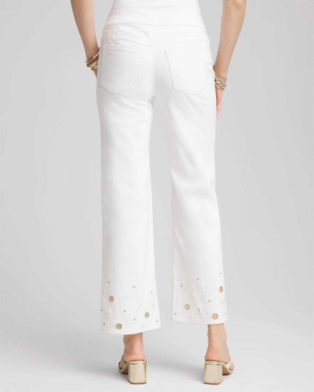 Pull-On Embellished Straight-Leg Cropped Jeans - Chico's