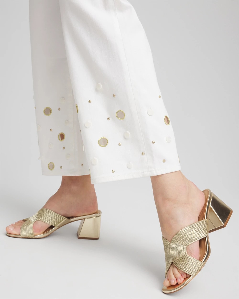 Pull-On Embellished Straight-Leg Cropped Jeans - Chico's