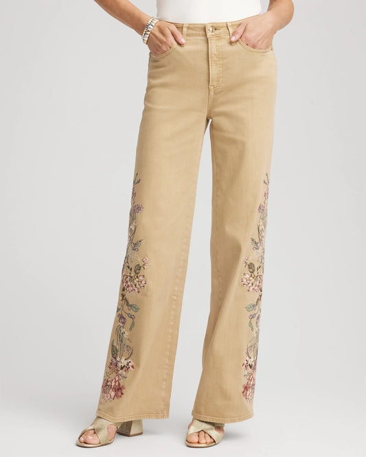 Embroidered High-Rise Wide-Leg Jeans - Chico's