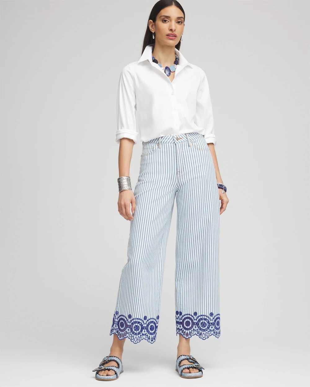 Eyelet High-Rise Wide Cropped Jeans - Chico's