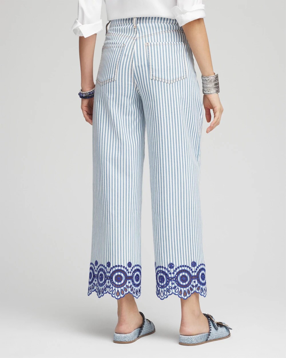 Eyelet High-Rise Wide Cropped Jeans - Chico's