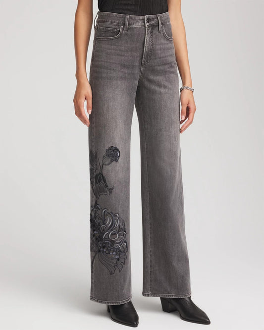 Printed High-Rise Wide-Leg Jean - Chico's