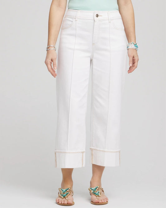 Pintuck High-Cuff Cropped Jeans - Chico's