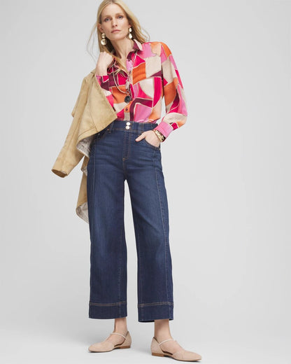 Pull-On Wide-Leg Cropped Jeans - Chico's