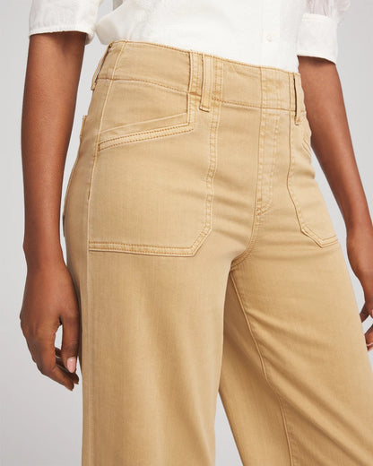 Neutral Pull-On Cropped Wide-Leg Frayed Jeans - Chico's