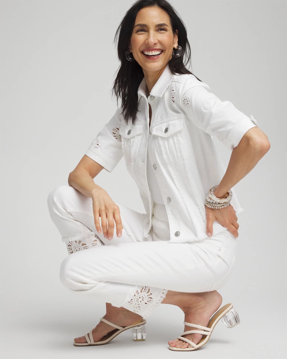 No Stain Embellished Pull-on Cropped Jeans - Chico's