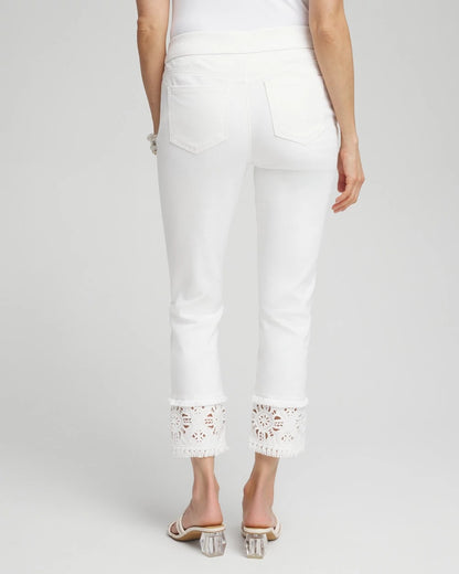 No Stain Embellished Pull-on Cropped Jeans - Chico's
