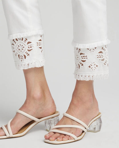 No Stain Embellished Pull-on Cropped Jeans - Chico's