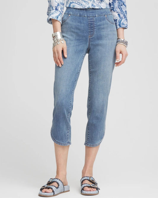 Pull-On Dolphin-Hemmed Capri Jeans - Chico's