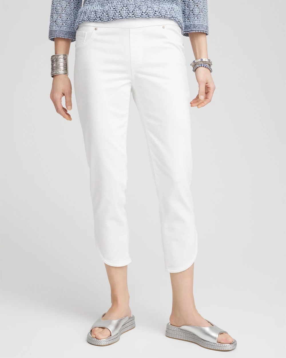 No Stain Pull-On Dolphin-Hem Capri Jeans - Chico's