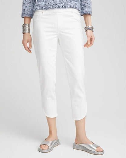 No Stain Pull-On Dolphin-Hem Capri Jeans - Chico's
