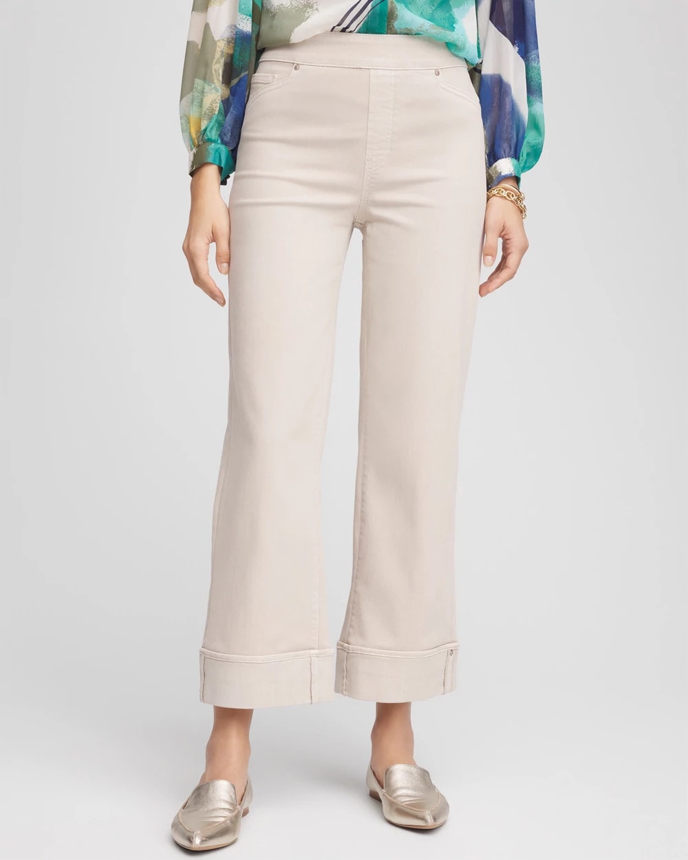 Pull-On Wide Leg Cuffed Jeans - Chico's