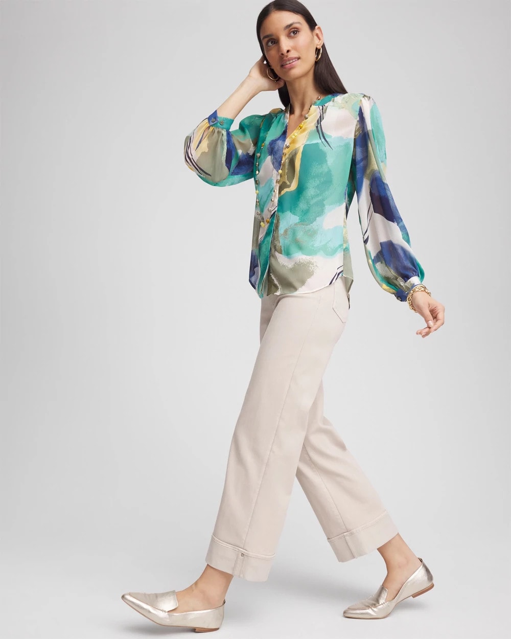 Pull-On Wide Leg Cuffed Jeans - Chico's