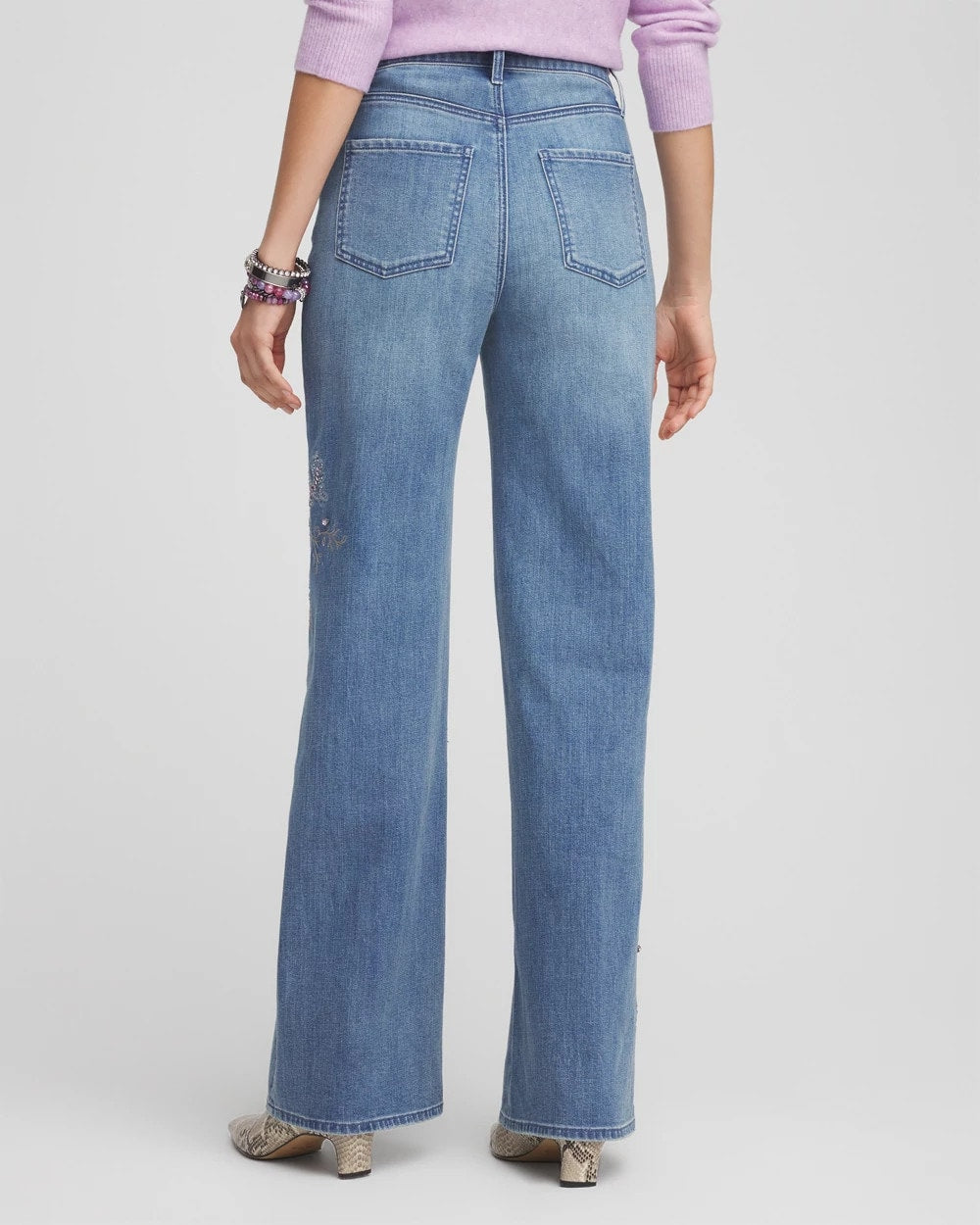 Embellished High Rise Wide Leg Jeans - Chico's