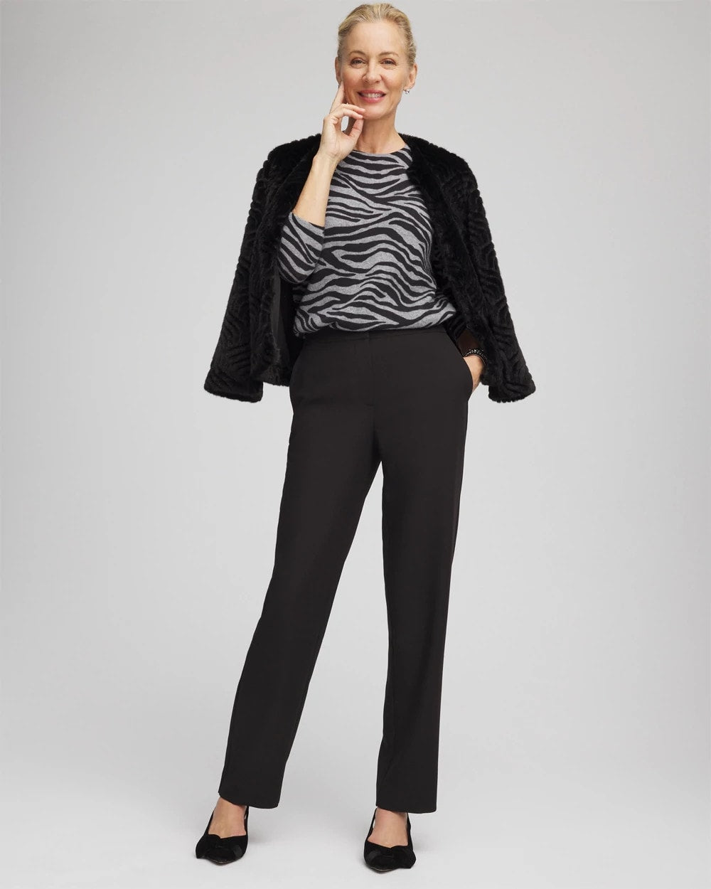 Textured Straight Tapered Ankle Pants - Chico's