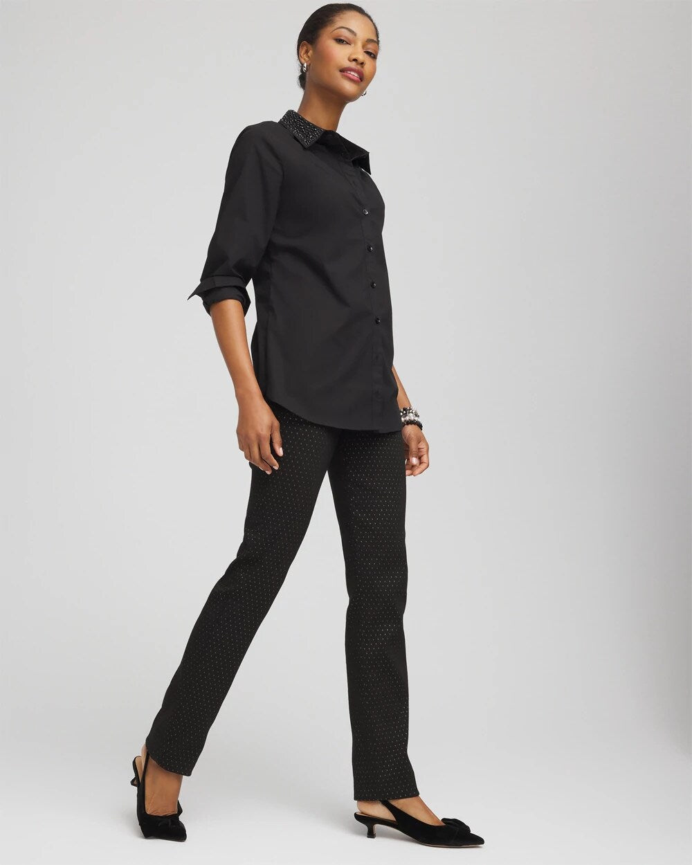 Brigitte™ Slim Full-Length Jacquard Pants - Chico's