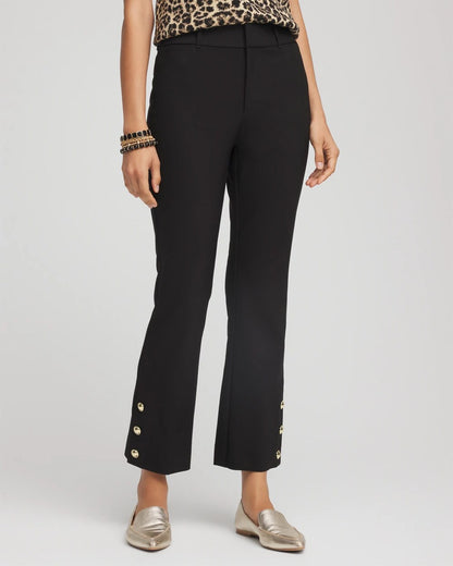 Bi-Stretch Flared Button-Hem Cropped Pants - Chico's