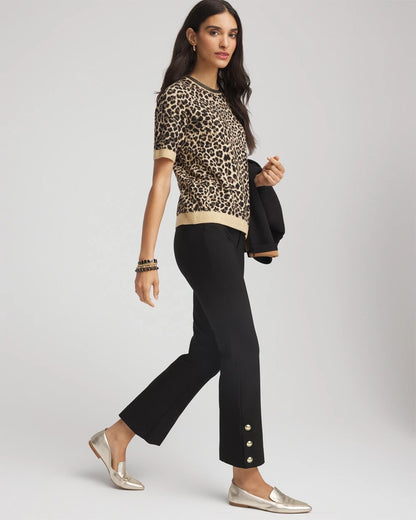 Bi-Stretch Flared Button-Hem Cropped Pants - Chico's