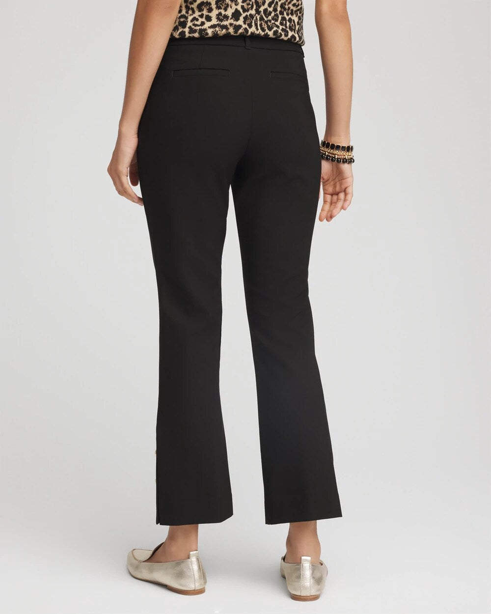 Bi-Stretch Flared Button-Hem Cropped Pants - Chico's