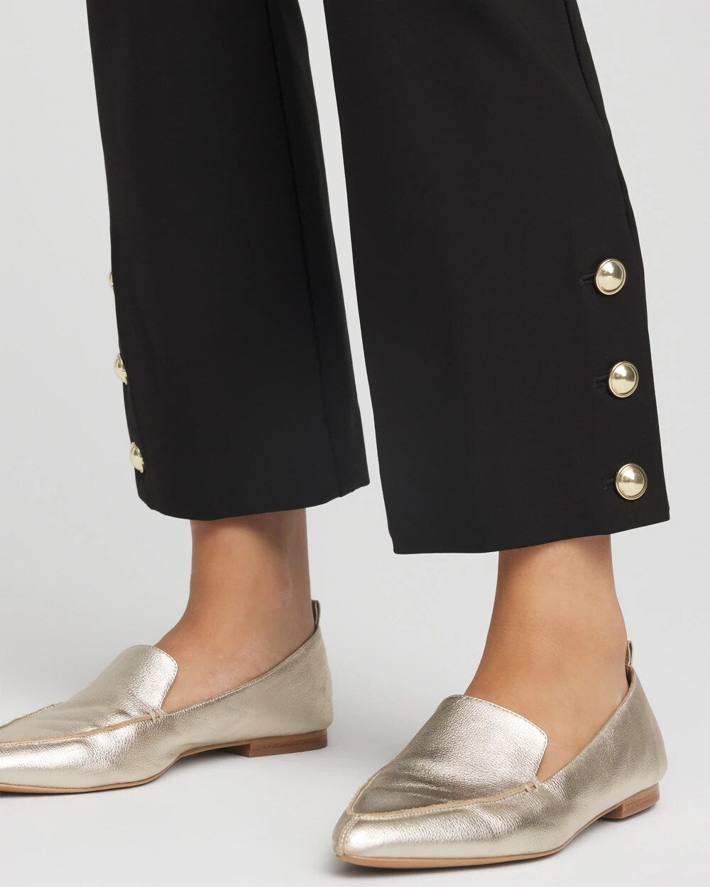 Bi-Stretch Flared Button-Hem Cropped Pants - Chico's