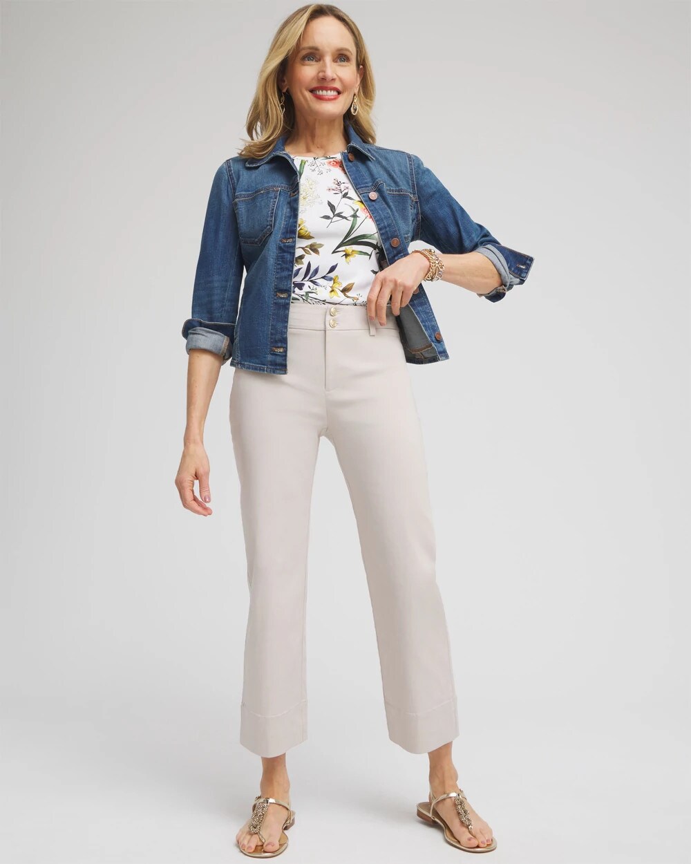 Trapunto Straight Leg Cropped Pants - Chico's