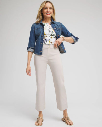 Trapunto Straight Leg Cropped Pants - Chico's