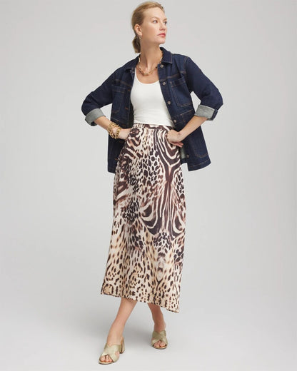 Animal Bengal Marks Faux Satin Skirt - Chico's
