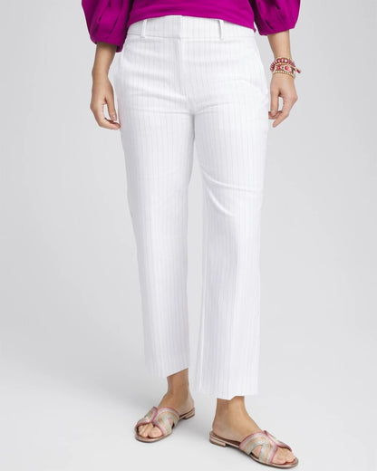 Striped Straight-Leg Cropped Pants - Chico's