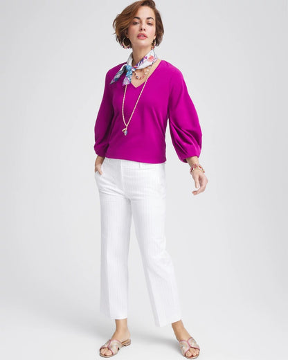 Striped Straight-Leg Cropped Pants - Chico's