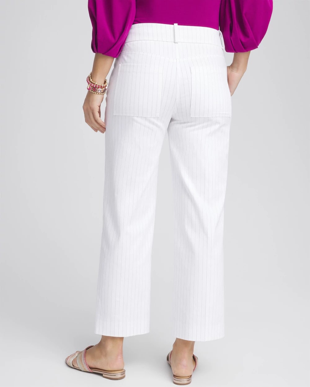 Striped Straight-Leg Cropped Pants - Chico's