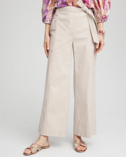Belted Twill Utility Cropped Pants - Chico's