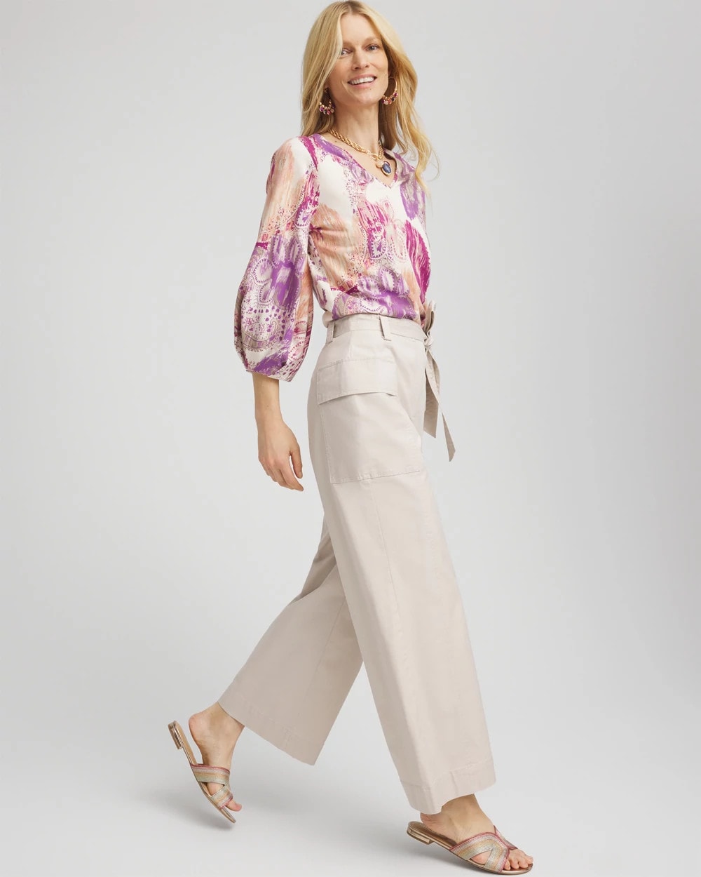 Belted Twill Utility Cropped Pants - Chico's