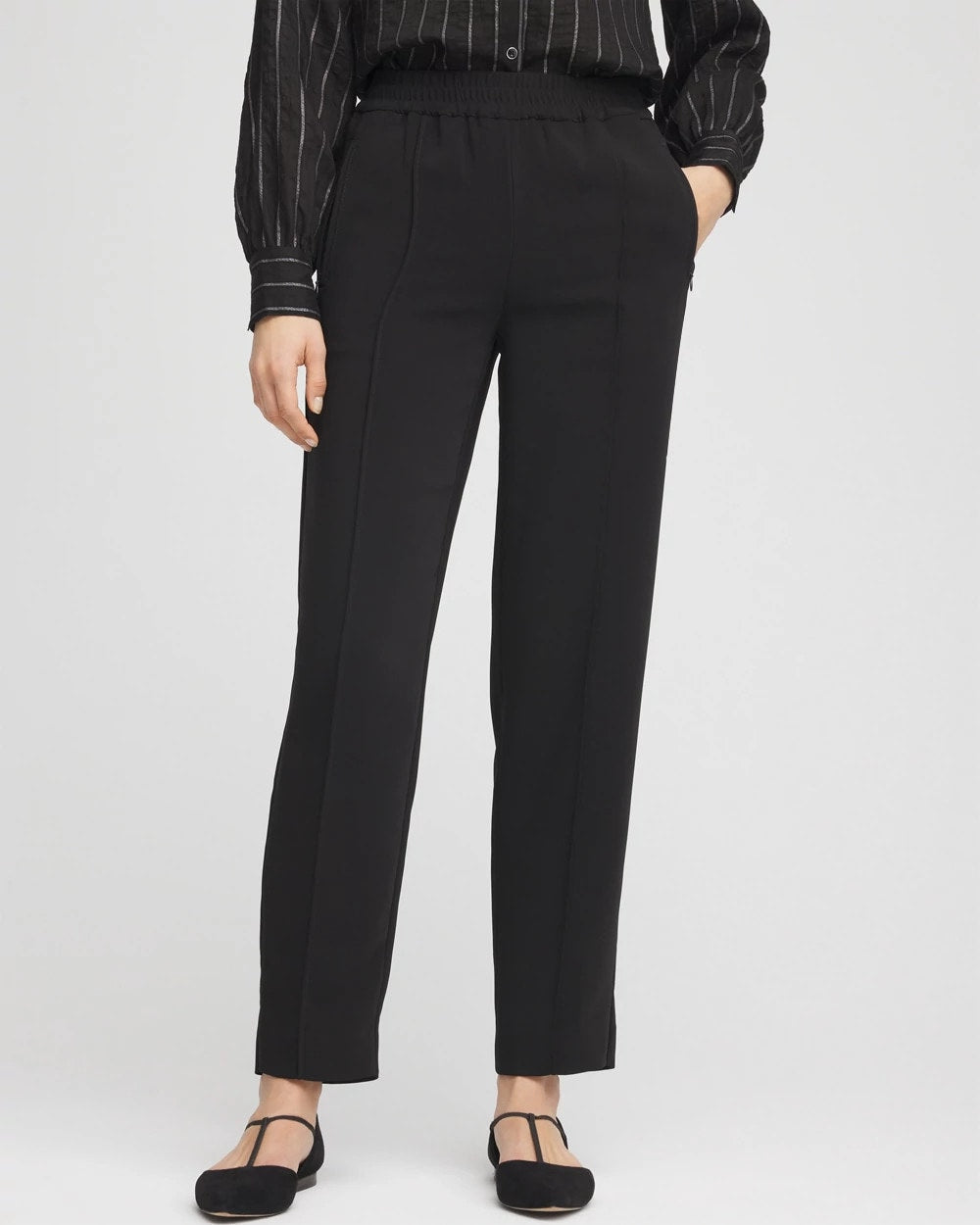 Crepe Side-Zip Tapered Ankle Pants - Chico's