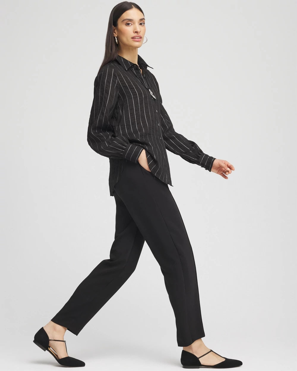 Crepe Side-Zip Tapered Ankle Pants - Chico's