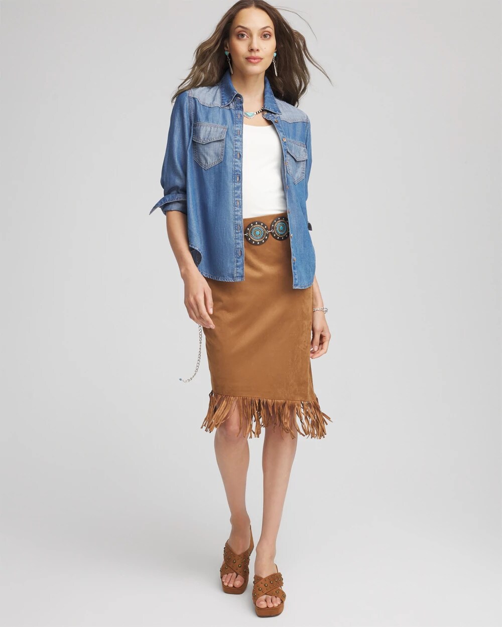 Suede Fringed Asymmetrical Skirt - Chico's