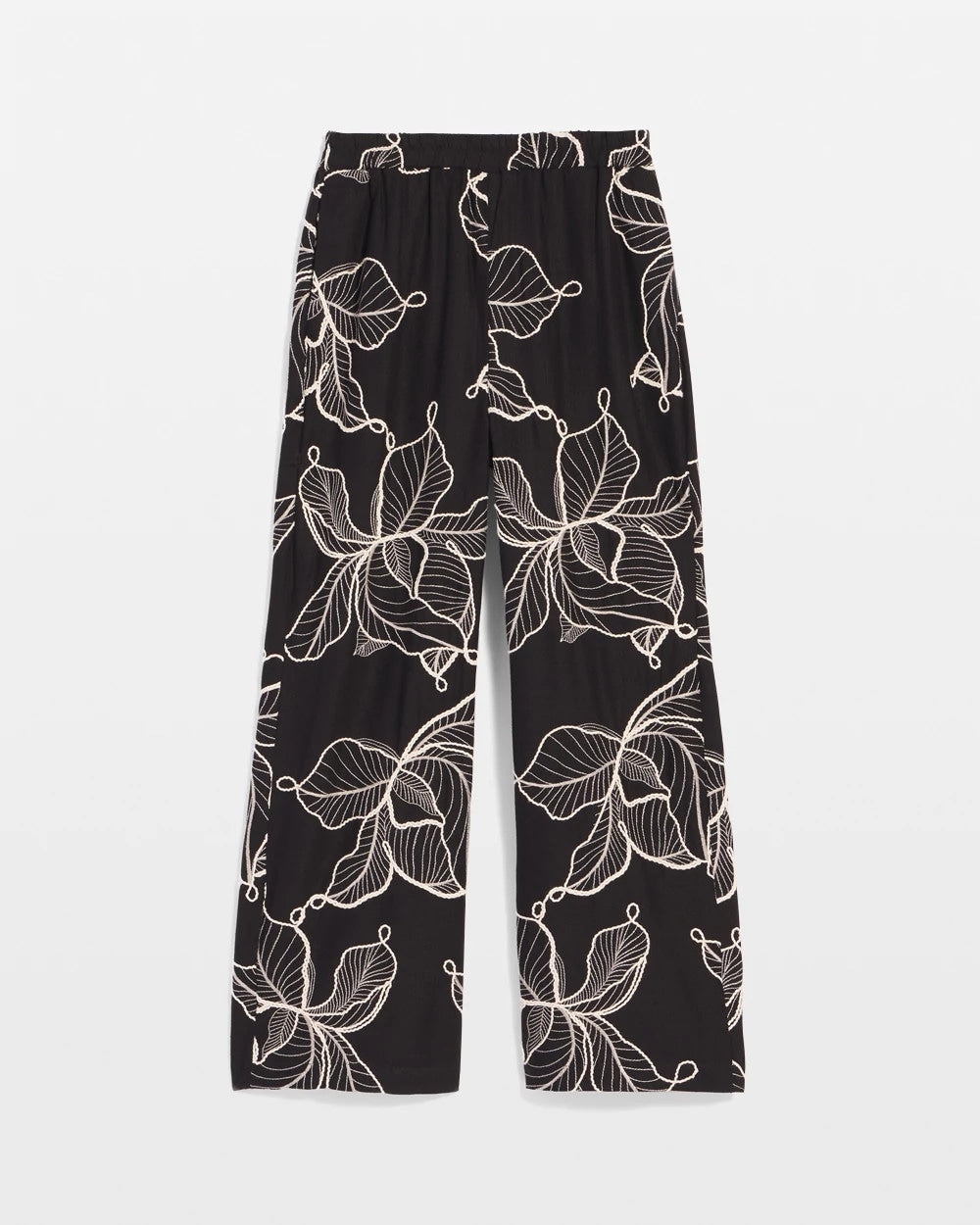 Embroidered Wide-Leg Cropped Pants - Chico's