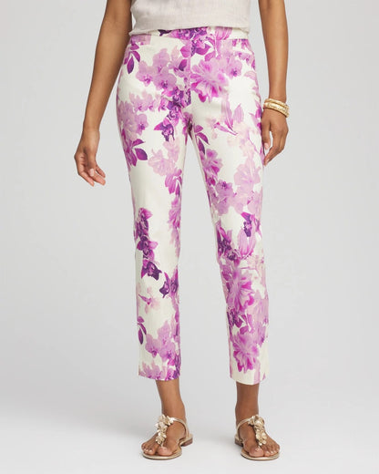 Brigitte™ Floral Pull-On Slim Cropped Pants - Chico's