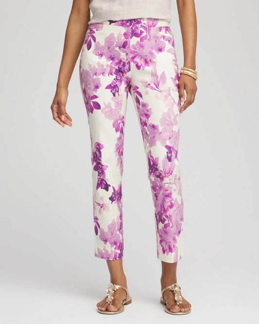 Brigitte™ Floral Pull-On Slim Cropped Pants - Chico's